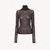 Chloé Viscose Lace Knit Turtleneck Top In Red