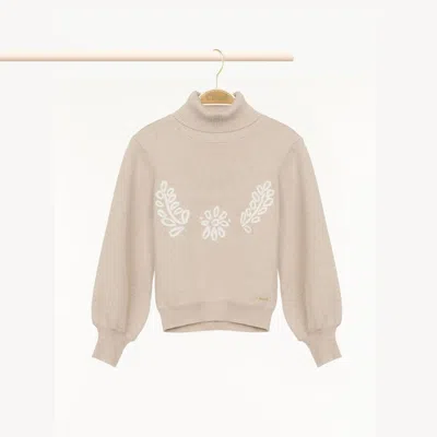 Chloé Pull Col Roulé Fille Beige Taille 14 100% Coton