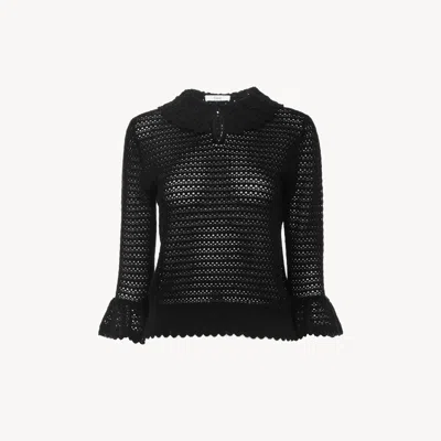 CHLOÉ PULL COL VOLANTÉ MANCHES COUDE EN MAILLE DE LAINE