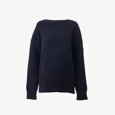 Chloé Pull En Maille De Laine Et Cachemire À Logo In Blue