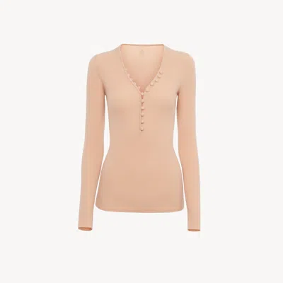 Chloé Pull Henley En Maille De Laine Mérinos In Pink