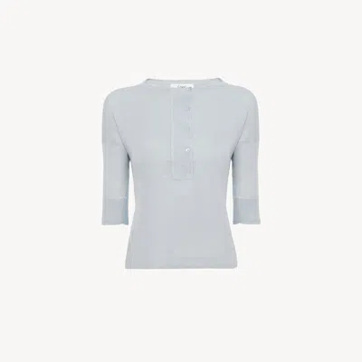 Chloé Pull Henley Manches Courtes En Maille De Lin Et Soie In White