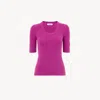 Chloé Pull Manches Courtes En Maille De Laine In Pink
