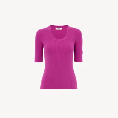 Chloé Pull Manches Courtes En Maille De Laine In Pink
