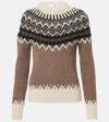 Chloé Pull Ajusté En Maille De Laine À Motif Fair Isle Femme Brun Taille L 84% Wool Vicugna Pacos, Farmed, In Braun