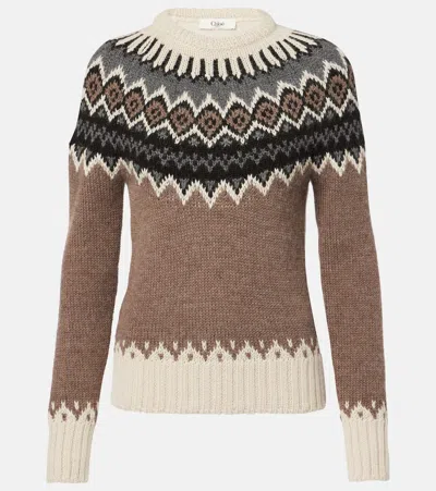 CHLOÉ CHLOÉ FAIR ISLE WOOL AND CASHMERE SWEATER