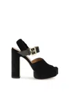 Chloé Paddington Leather-trimmed Velvet Platform Sandals In Black