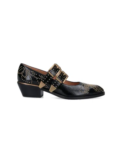 Chloé Chloe Elegant Pumps With Leather Construction And 4cm Heel Height In Black