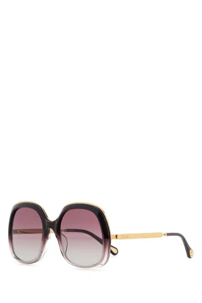 Chloé Purple Acetate Sunglasses In Neutral
