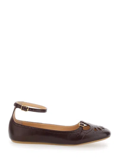 CHLOÉ PURPLE LEATHER BALLET FLATS