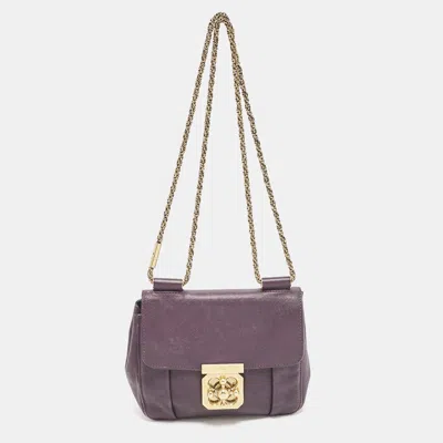 Pre-owned Chloé Purple Leather Small Elsie Chain Shoulder Bag