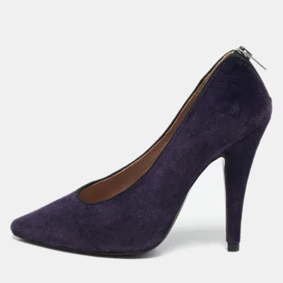 Pre-owned Chloé Purple Velvet Zip Detail Pumps Size 37