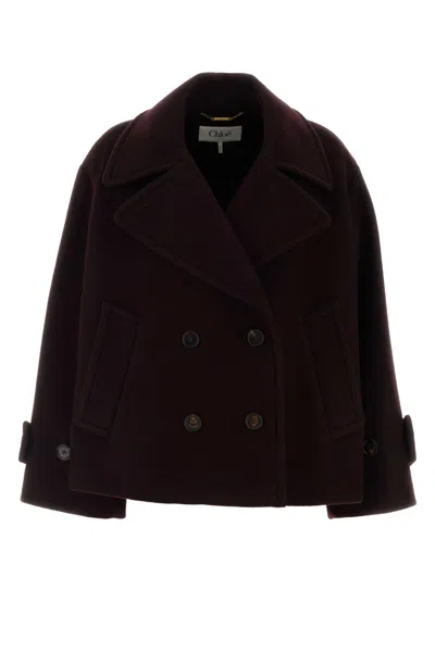 CHLOÉ PURPLE WOOL BLEND COAT
