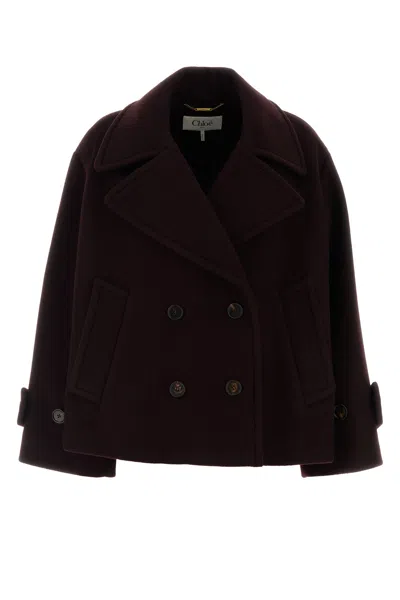 Chloé Women Virgin Wool Coat In Brown