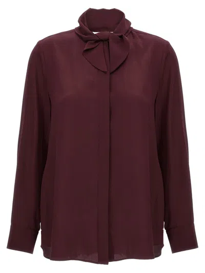 Chloé Pussy Bow Blouse Shirt, Blouse Bordeaux In Dark Red