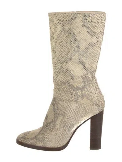 Pre-owned Chloé Python Animal Print Boots In Neutral