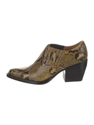 Pre-owned Chloé Python Animal Print Western Boots In Yellow