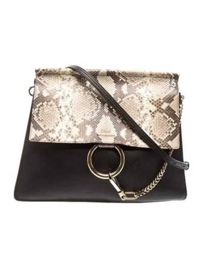 Pre-owned Chloé Python Shoulder Bag Medium In Neutral