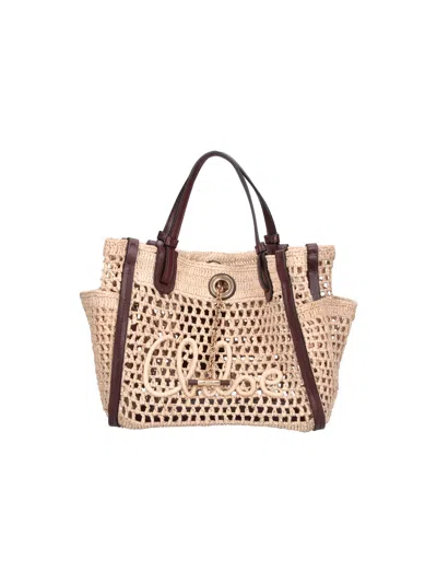 Chloé Raffia & Buffalo Leather Mini Bag In Sand