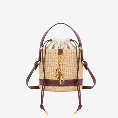 Chloé Charms Basket Bag In Natural Fibres In Pink
