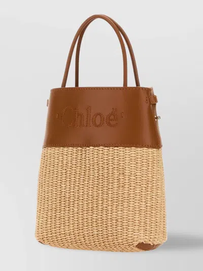 Chloé Raffia And Leather Micro Handbag In Brown