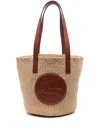 Chloé Raffia Large Horse Medal Bucket Bag In Brown