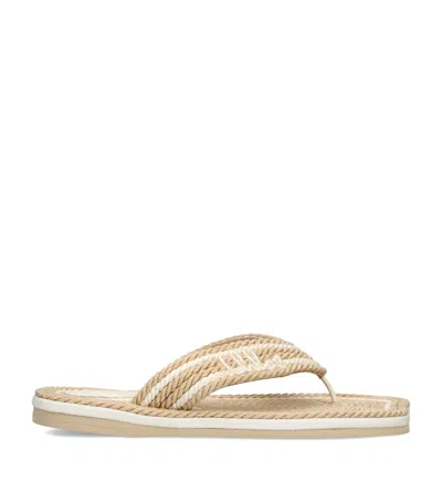 Chloé Raffia Logo Thong Sandals In Neutral