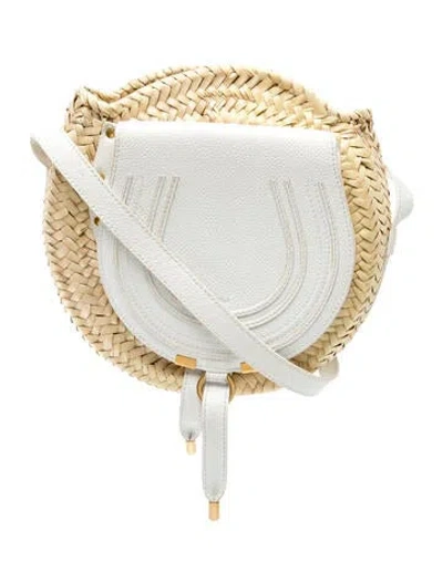 Pre-owned Chloé Raffia Marcie Raffia Shoulder Bag 2023 In White