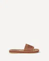 Chloé Womens Pink Striped Raffia Flat Sandals Eur 39 / 6 Uk In Brown