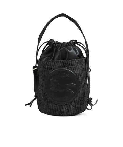 Chloé Raffia Shoulder Bag In Black