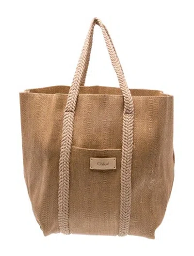 Pre-owned Chloé Raffia Shoulder Bag In Neutral