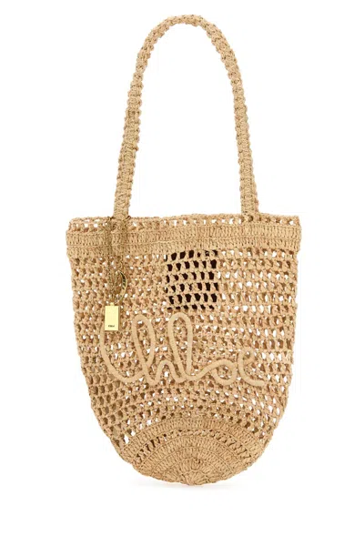 Chloé Chloe Women Raffia Small Summer Banana Shopping Bag In Brown