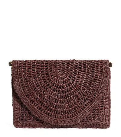 Chloé Raffia Summer Banana Shoulder Bag In Brown