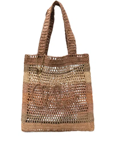 Chloé Raffia Tote Bag In Neutral