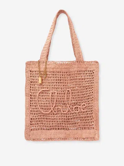 Chloé Raffia Tote Bag In Sand