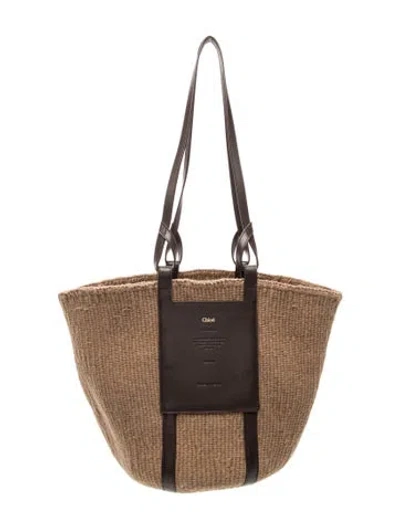 Pre-owned Chloé Raffia Tote In Brown