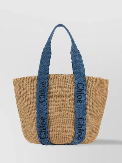 Chloé Woody Large Basket Tote In Neutrals
