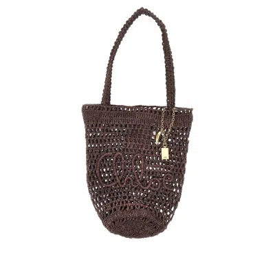 Chloé Rafia 'summer Banana' Small Tote Bag In Brown