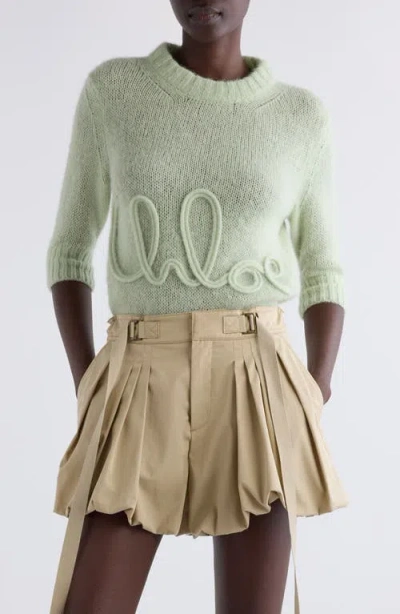 CHLOÉ CHLOÉ RAISED LOGO ALPACA & SILK SWEATER