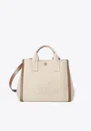 Chloé Raised Logo Canvas Tote Bag In Beige