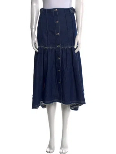 Pre-owned Chloé Raw-edge Trim Midi Length Skirt In Blue