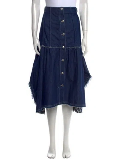 Pre-owned Chloé Raw-edge Trim Midi Length Skirt In Blue