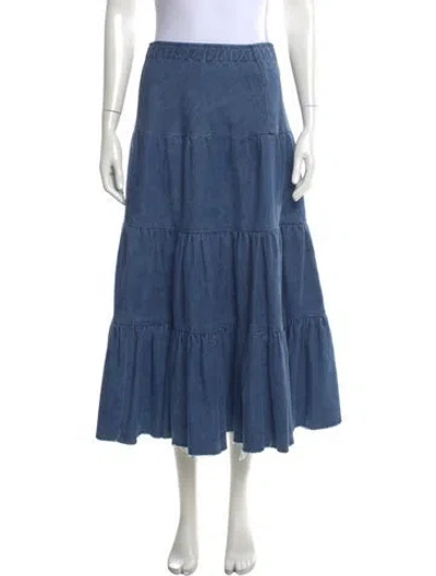 Pre-owned Chloé Raw-edge Trim Midi Length Skirt In Blue
