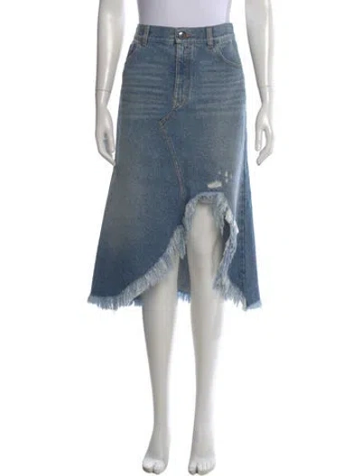 Pre-owned Chloé Raw-edge Trim Midi Length Skirt In Blue