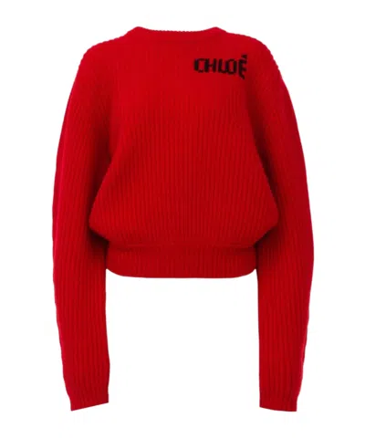 Chloé Chloe Rd Ls Logo Jumper Red