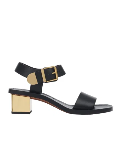 Chloé Rebecca Embellished Leather Sandals In Black