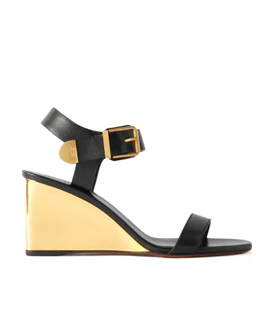 Chloé Rebecca 70mm Wedge Sandals In Black