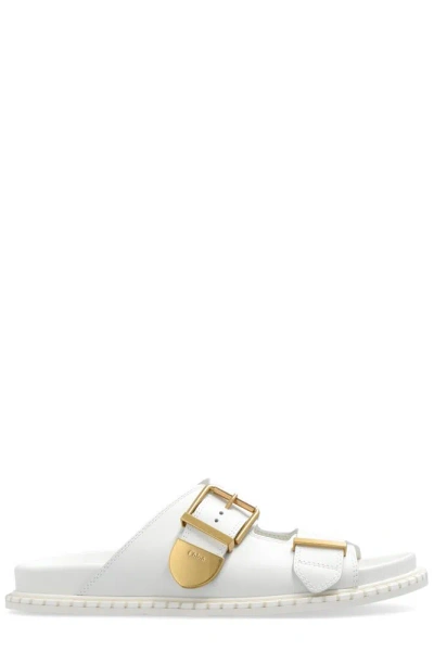 Chloé Rebecca Double-buckle Slides In White