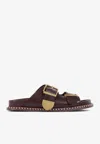 Chloé Logo Engraved Buckled Sandals In Brown