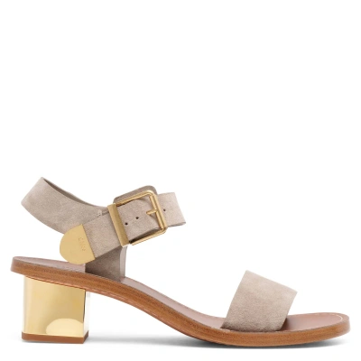 Chloé Rebecca Greige Suede Sandals In Neutral